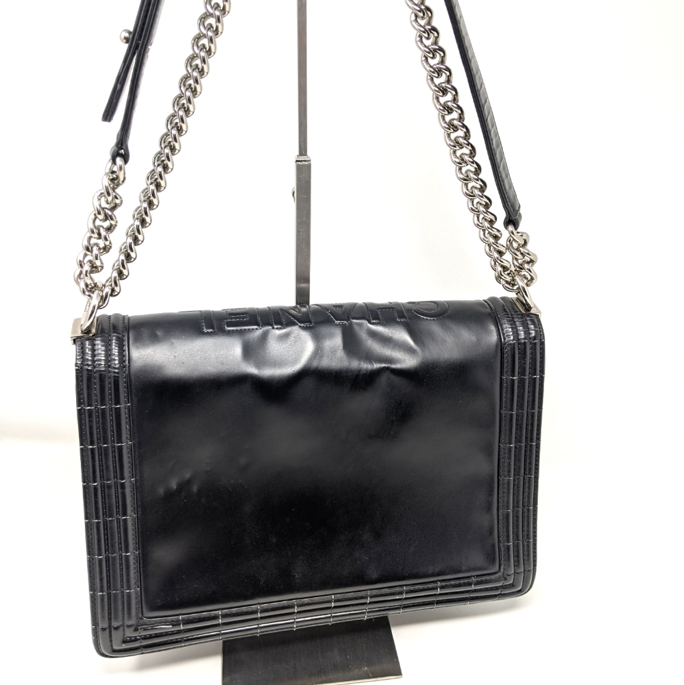 πHPπCHANEL Boy Black Flap Reverso Calfskin Bag - Picture 15 of 16